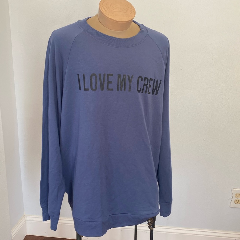 Family PJs Blue Men's "I Love‎ My Crew " Pajama Sleepwear Shirt  Size XL
